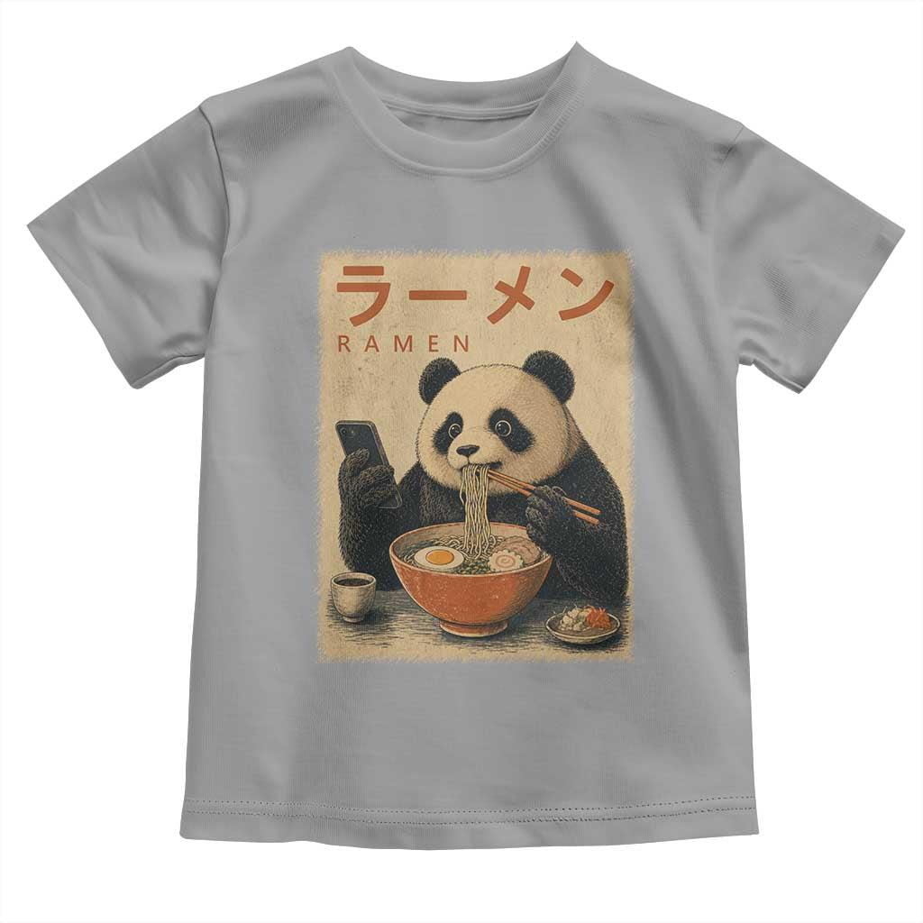 Funny Panda Eating Ramen Scrolling Phone Toddler T Shirt Japanese Art Aesthetic