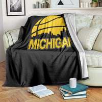 Vintage Michigan Skyline Throw Blanket Basketball Lover Gift