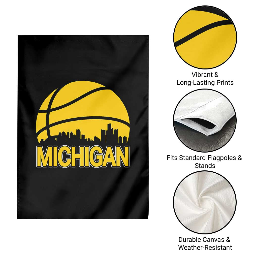 Vintage Michigan Skyline Garden Flag Basketball Lover Gift