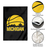 Vintage Michigan Skyline Garden Flag Basketball Lover Gift