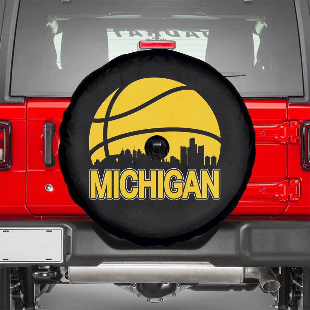 Vintage Michigan Skyline Spare Tire Cover Basketball Lover Gift