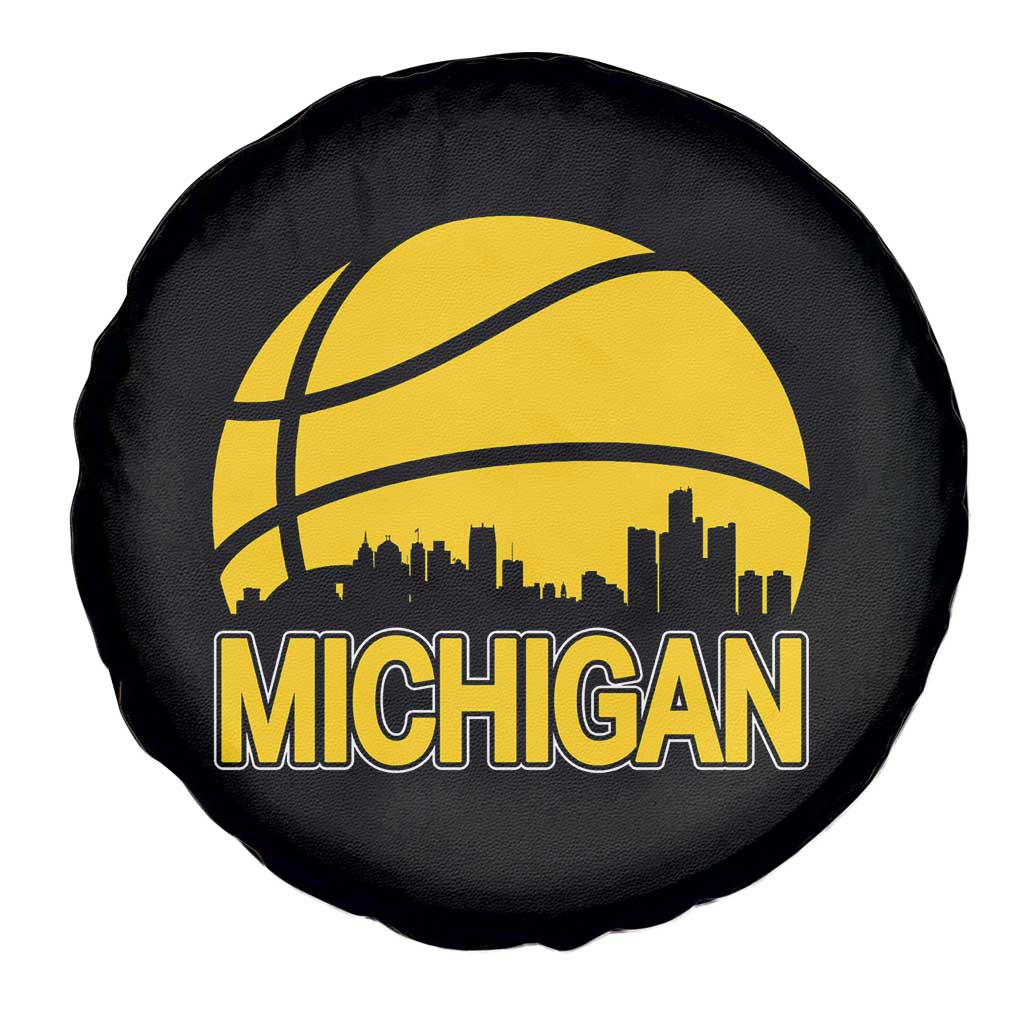 Vintage Michigan Skyline Spare Tire Cover Basketball Lover Gift
