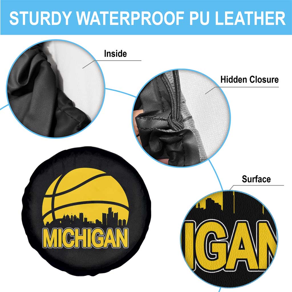 Vintage Michigan Skyline Spare Tire Cover Basketball Lover Gift