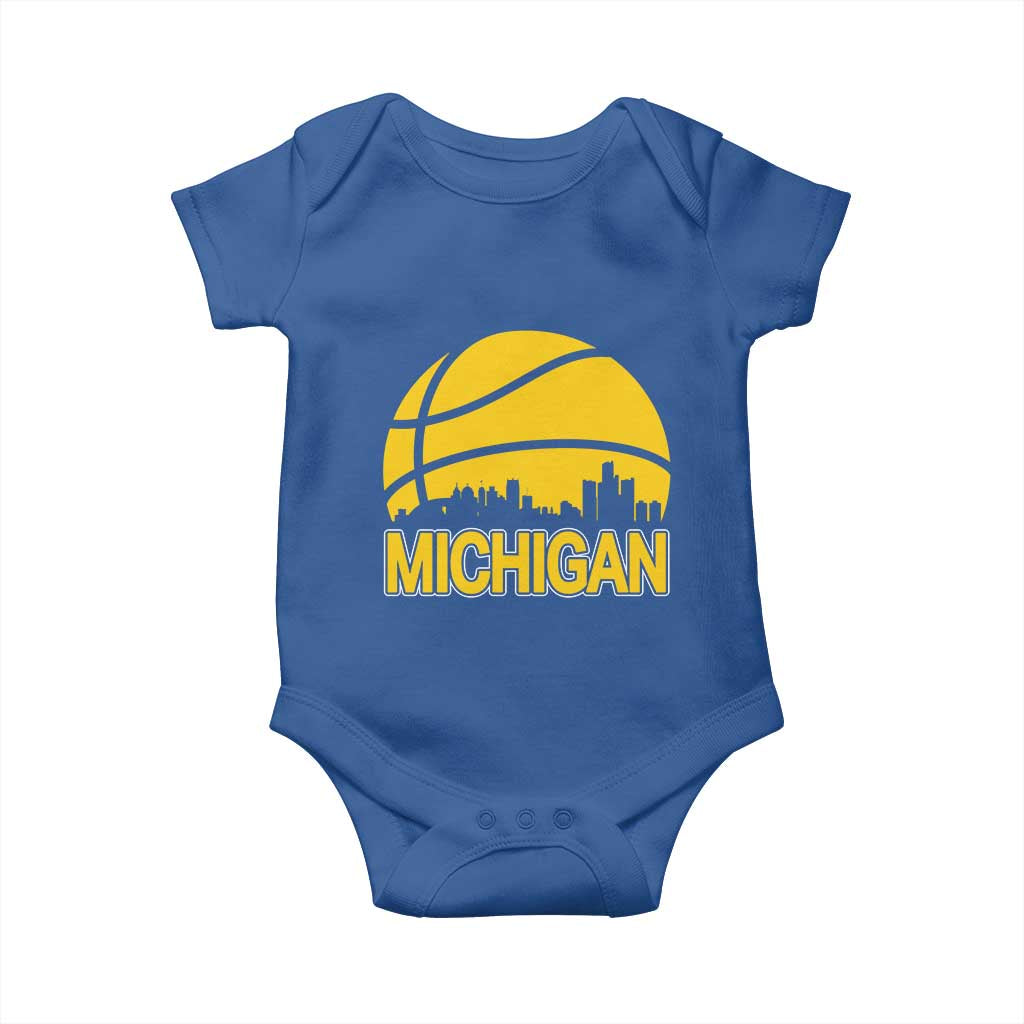 Vintage Michigan Skyline Baby Onesie Basketball Lover Gift