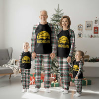 Vintage Michigan Skyline Plaid Pajama Set Basketball Lover Gift