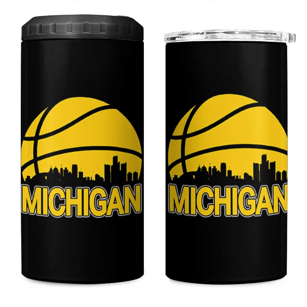 Vintage Michigan Skyline 4 in 1 Can Cooler Tumbler Basketball Lover Gift