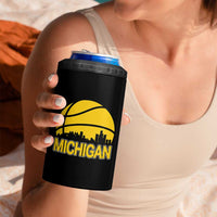 Vintage Michigan Skyline 4 in 1 Can Cooler Tumbler Basketball Lover Gift