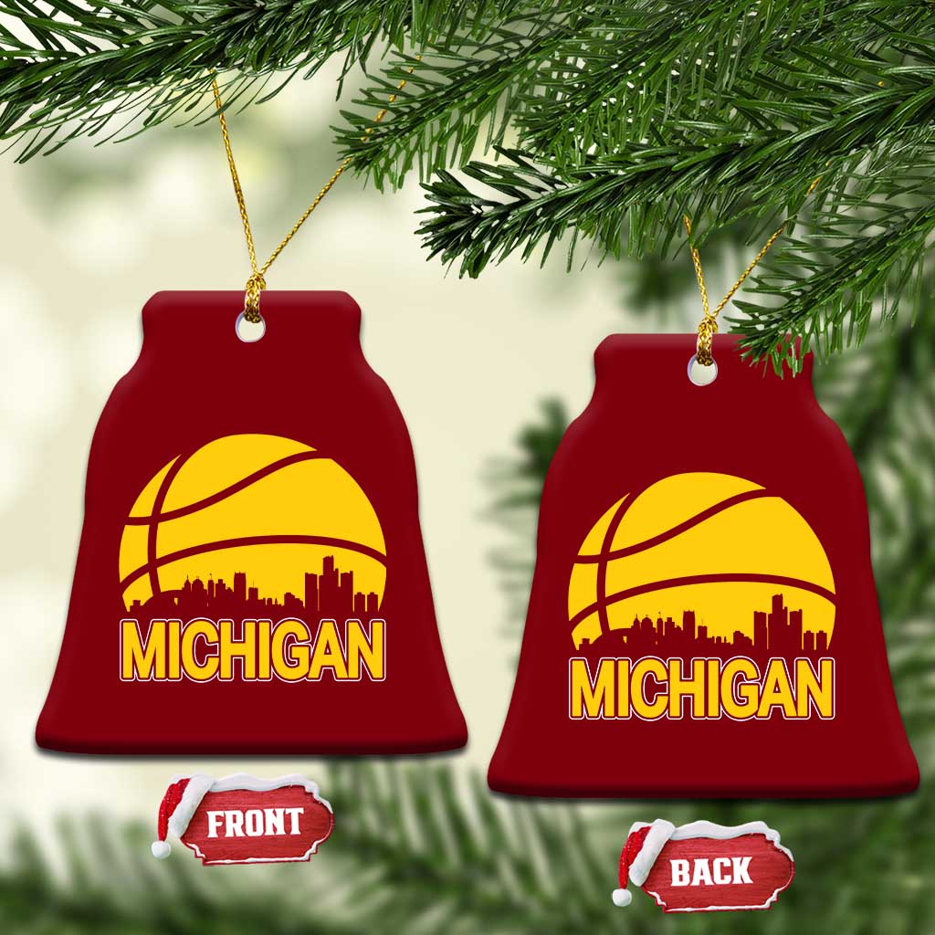 Vintage Michigan Skyline Ceramic Ornament Basketball Lover Gift