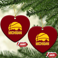 Vintage Michigan Skyline Ceramic Ornament Basketball Lover Gift
