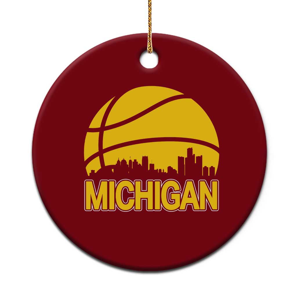 Vintage Michigan Skyline Ceramic Ornament Basketball Lover Gift