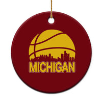 Vintage Michigan Skyline Ceramic Ornament Basketball Lover Gift