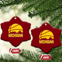 Vintage Michigan Skyline Ceramic Ornament Basketball Lover Gift