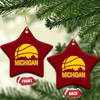 Vintage Michigan Skyline Ceramic Ornament Basketball Lover Gift