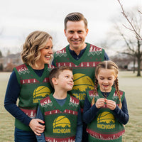 Vintage Michigan Skyline V-Neck Knit Sweater Vest Basketball Lover Gift