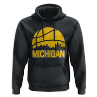 Vintage Michigan Skyline Hoodie Basketball Lover Gift