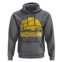 Vintage Michigan Skyline Hoodie Basketball Lover Gift