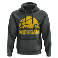 Vintage Michigan Skyline Hoodie Basketball Lover Gift