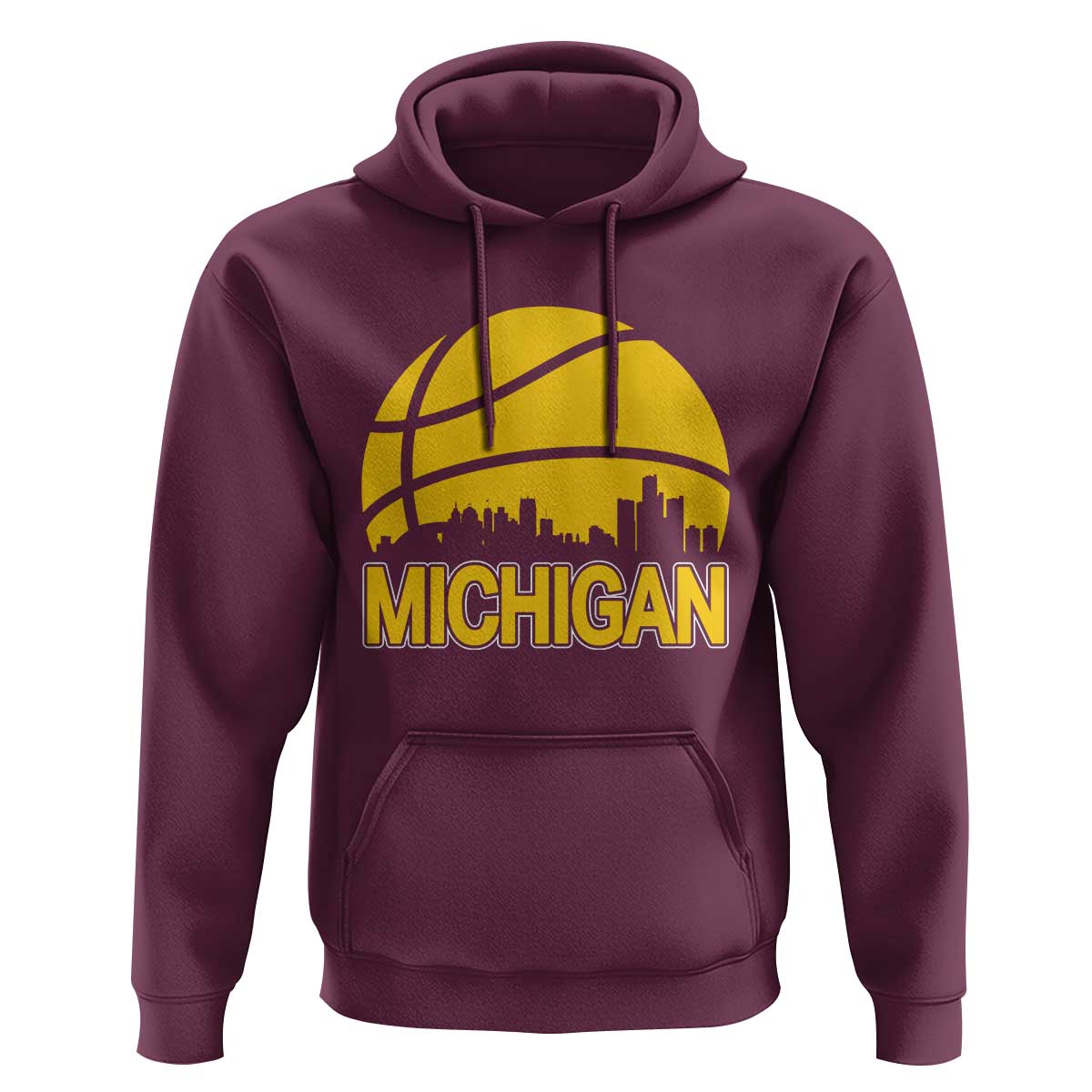 Vintage Michigan Skyline Hoodie Basketball Lover Gift
