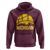 Vintage Michigan Skyline Hoodie Basketball Lover Gift