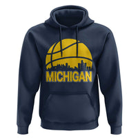 Vintage Michigan Skyline Hoodie Basketball Lover Gift