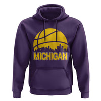 Vintage Michigan Skyline Hoodie Basketball Lover Gift