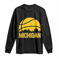 Vintage Michigan Skyline Long Sleeve Shirt Basketball Lover Gift