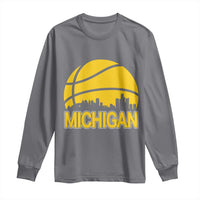 Vintage Michigan Skyline Long Sleeve Shirt Basketball Lover Gift