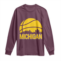 Vintage Michigan Skyline Long Sleeve Shirt Basketball Lover Gift