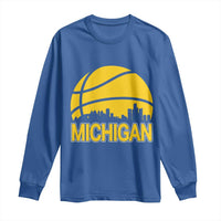 Vintage Michigan Skyline Long Sleeve Shirt Basketball Lover Gift