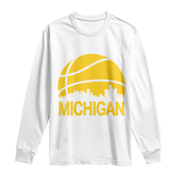 Vintage Michigan Skyline Long Sleeve Shirt Basketball Lover Gift