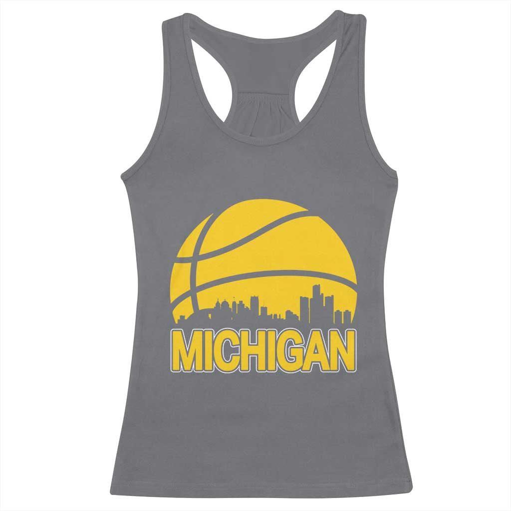 Vintage Michigan Skyline Racerback Tank Top Basketball Lover Gift