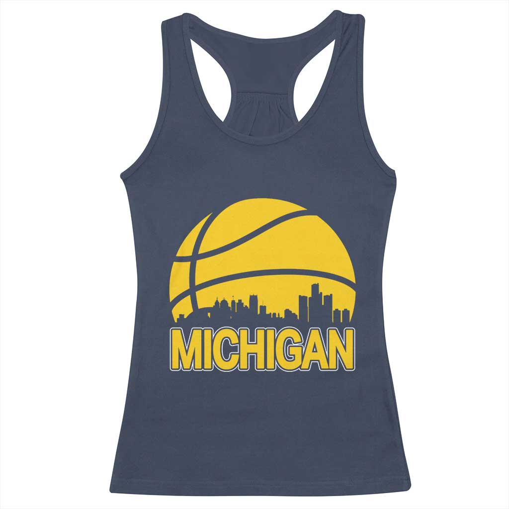 Vintage Michigan Skyline Racerback Tank Top Basketball Lover Gift