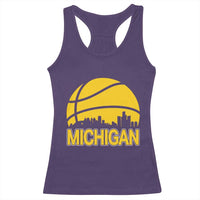 Vintage Michigan Skyline Racerback Tank Top Basketball Lover Gift