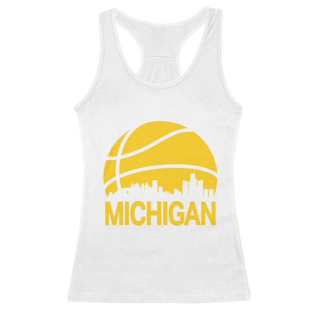 Vintage Michigan Skyline Racerback Tank Top Basketball Lover Gift