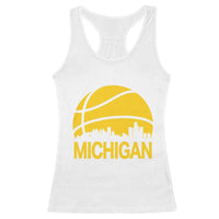 Vintage Michigan Skyline Racerback Tank Top Basketball Lover Gift