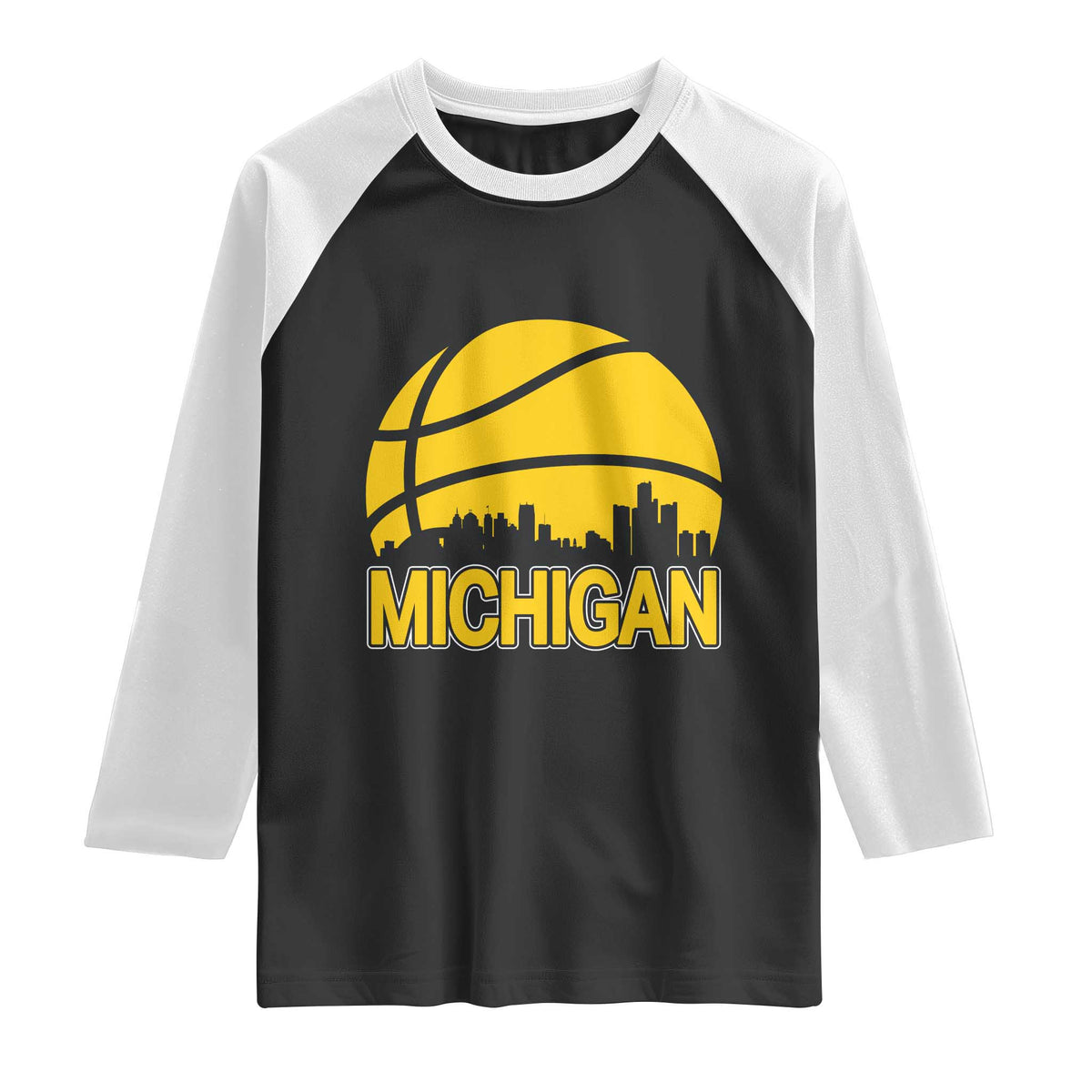 Vintage Michigan Skyline Raglan Shirt Basketball Lover Gift