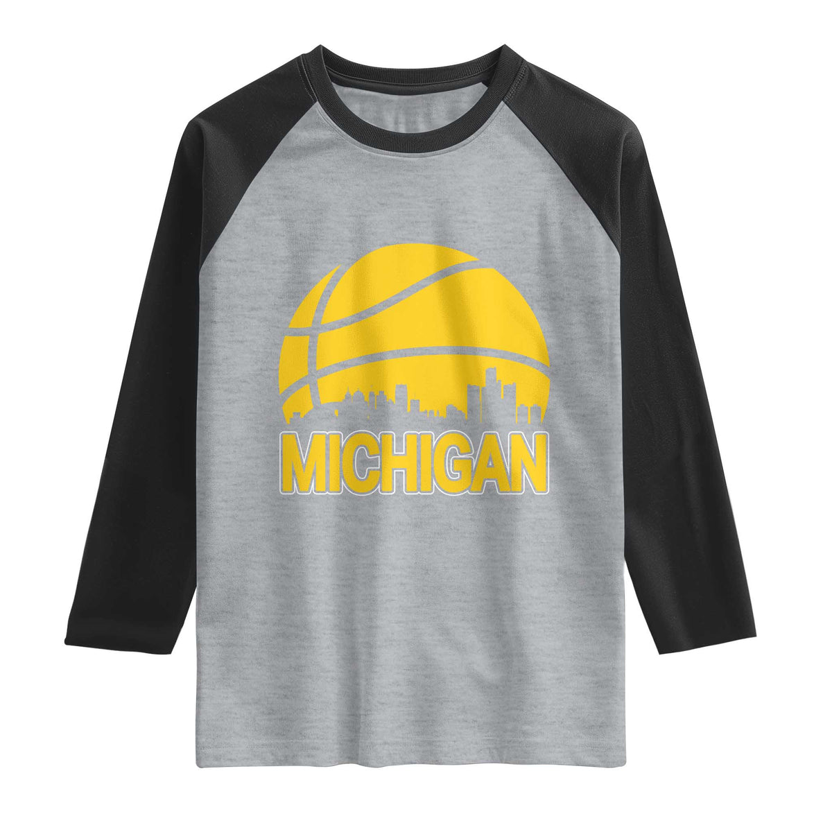 Vintage Michigan Skyline Raglan Shirt Basketball Lover Gift