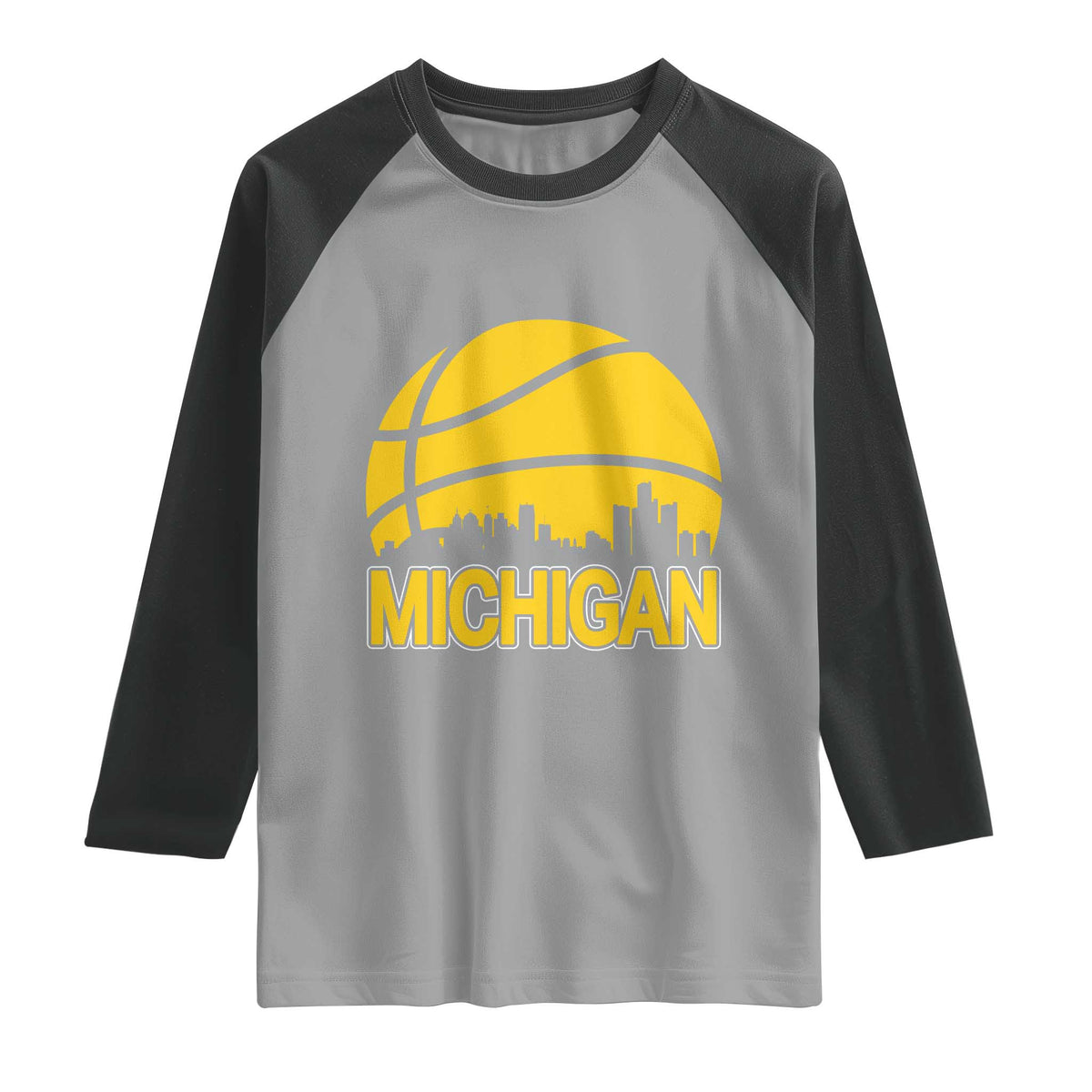 Vintage Michigan Skyline Raglan Shirt Basketball Lover Gift