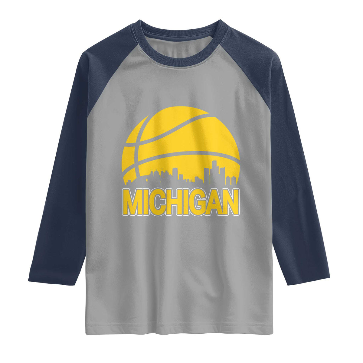 Vintage Michigan Skyline Raglan Shirt Basketball Lover Gift