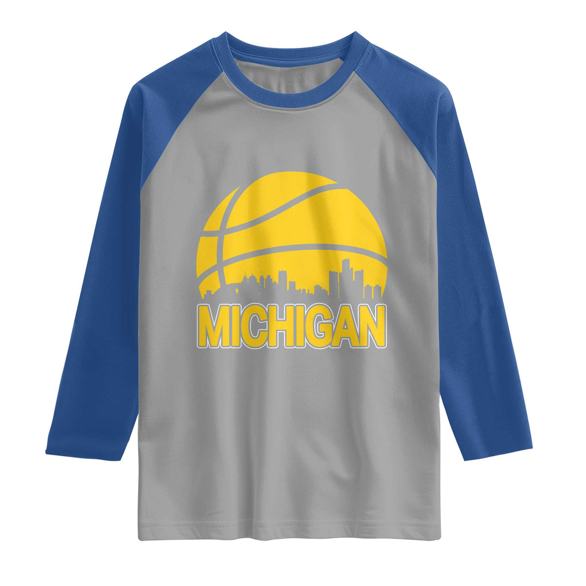 Vintage Michigan Skyline Raglan Shirt Basketball Lover Gift