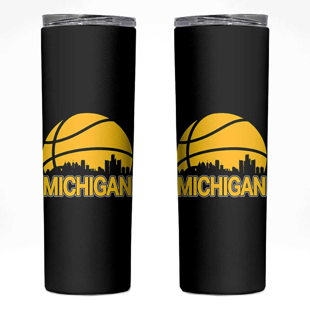 Vintage Michigan Skyline Skinny Tumbler Basketball Lover Gift