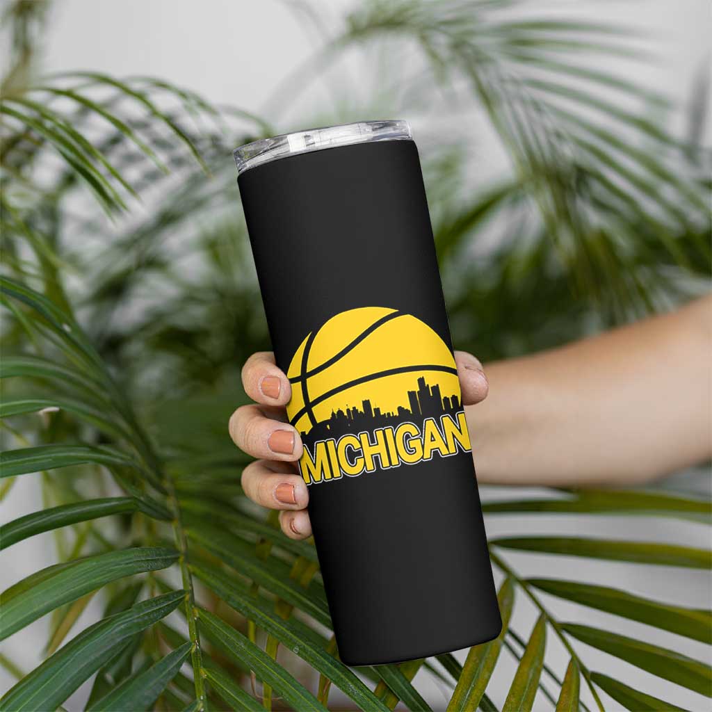 Vintage Michigan Skyline Skinny Tumbler Basketball Lover Gift