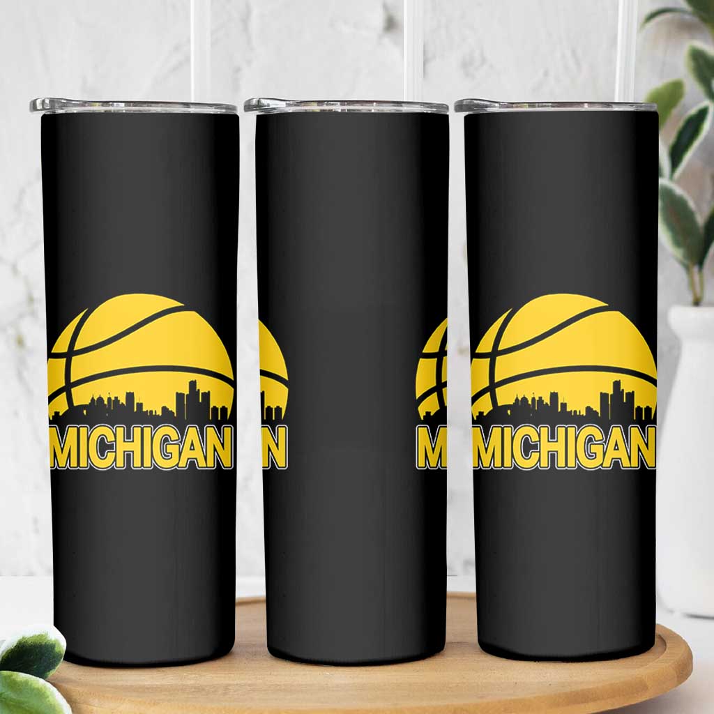 Vintage Michigan Skyline Skinny Tumbler Basketball Lover Gift