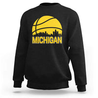Vintage Michigan Skyline Sweatshirt Basketball Lover Gift