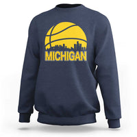 Vintage Michigan Skyline Sweatshirt Basketball Lover Gift