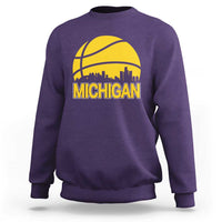 Vintage Michigan Skyline Sweatshirt Basketball Lover Gift