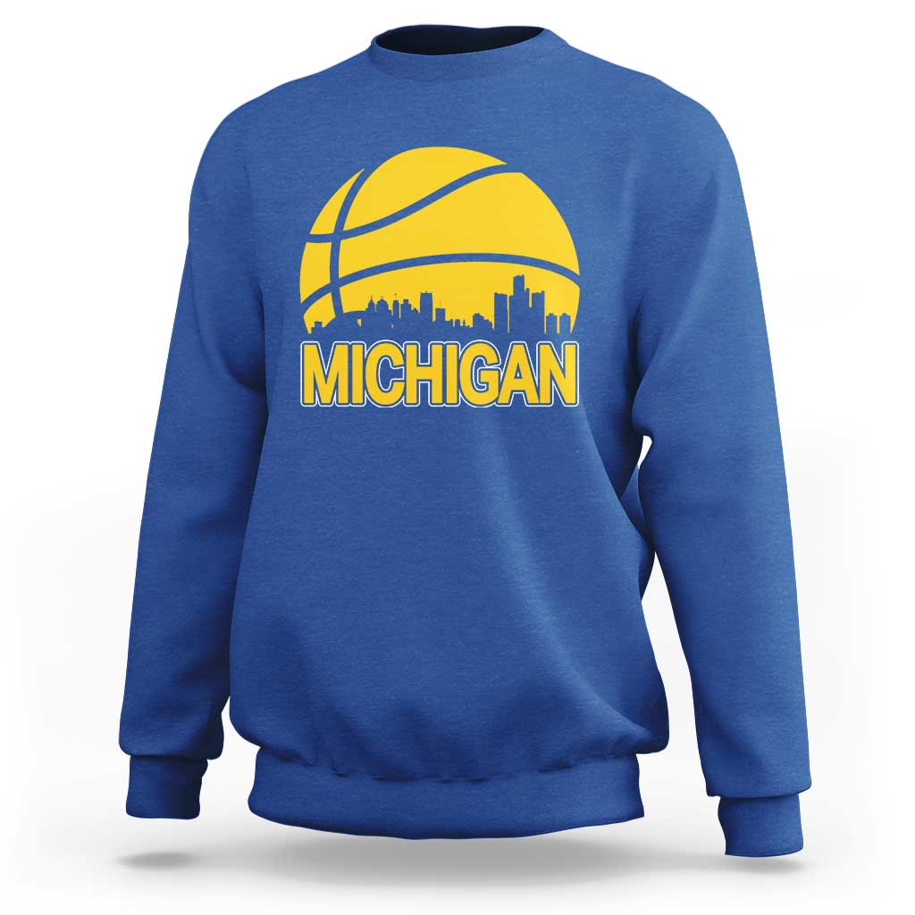 Vintage Michigan Skyline Sweatshirt Basketball Lover Gift