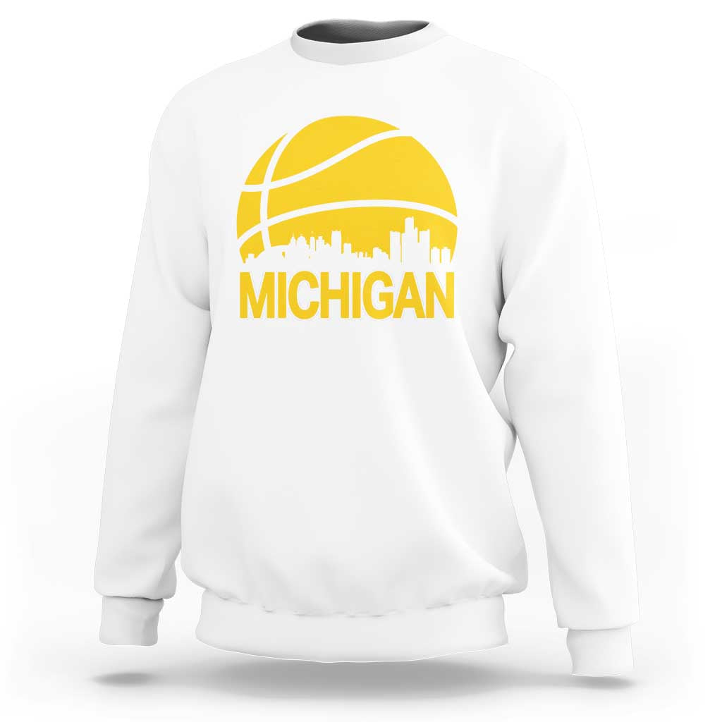 Vintage Michigan Skyline Sweatshirt Basketball Lover Gift