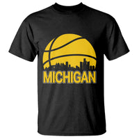 Vintage Michigan Skyline T Shirt Basketball Lover Gift