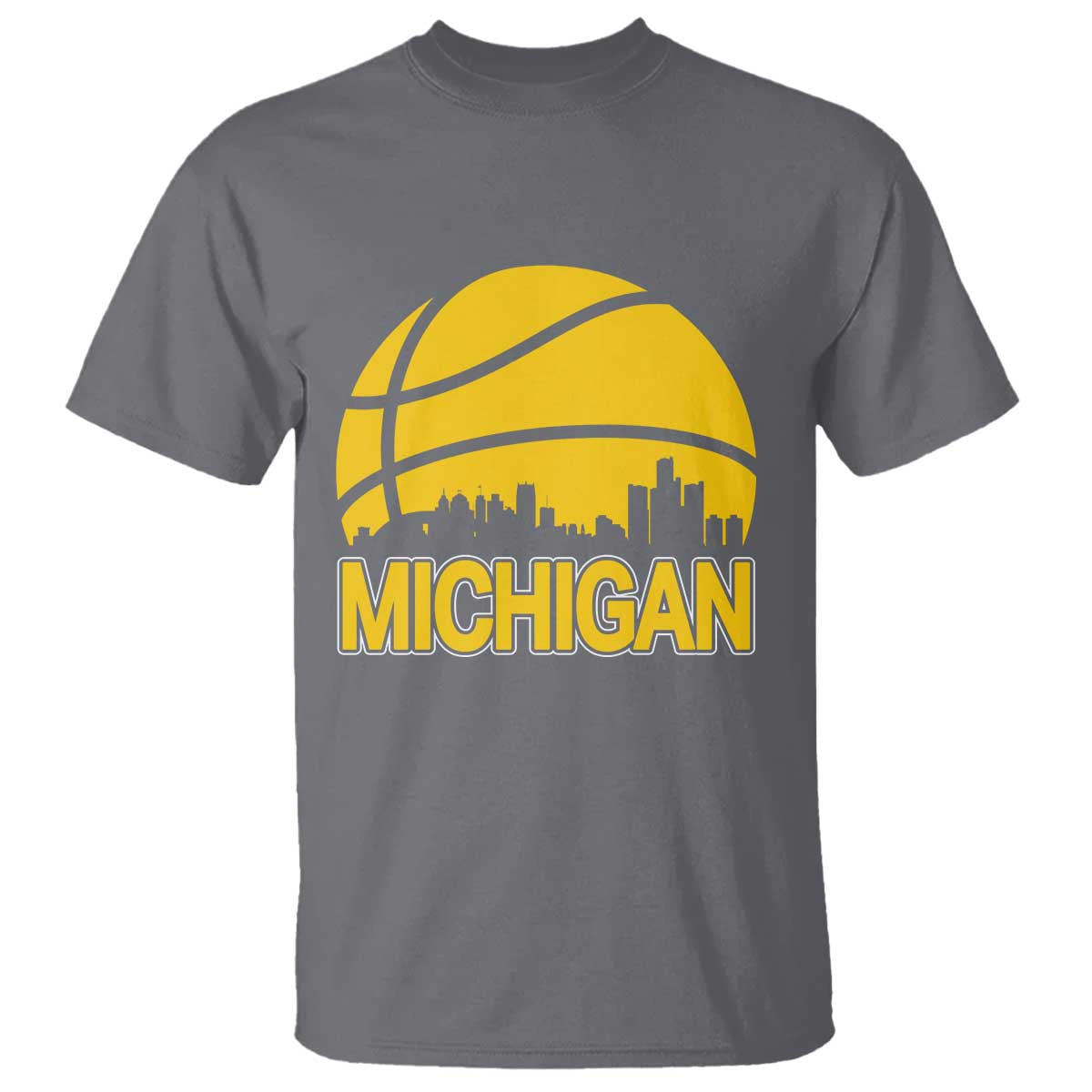 Vintage Michigan Skyline T Shirt Basketball Lover Gift